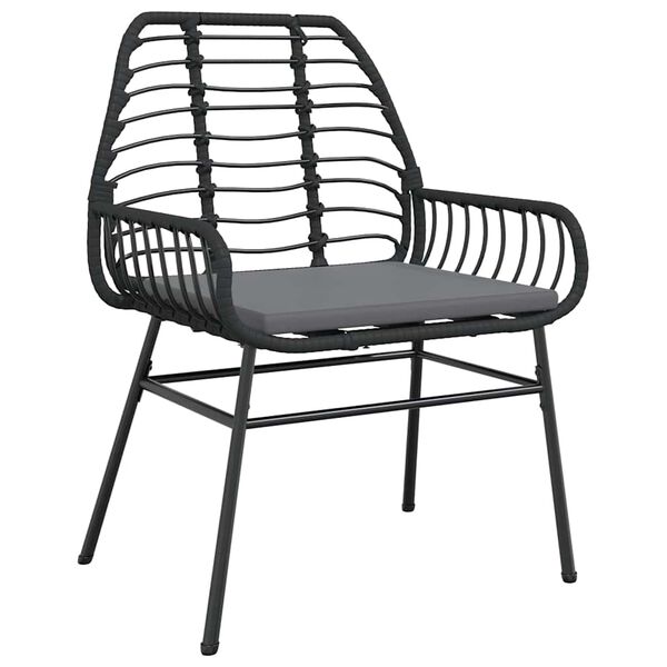 vidaXL Ensemble &agrave; manger de jardin et coussins 3 pcs noir rotin verre