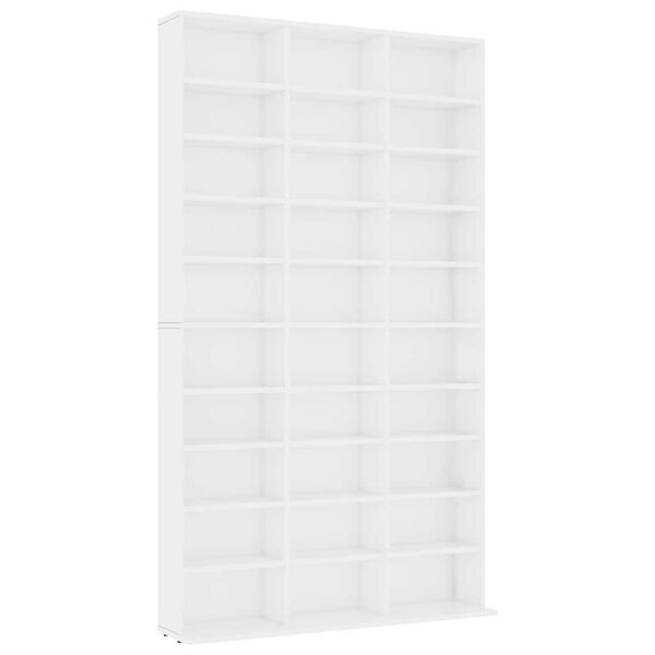 vidaXL Armoire &agrave; CD Blanc 102x16x177,5 cm Bois d'ing&eacute;nierie