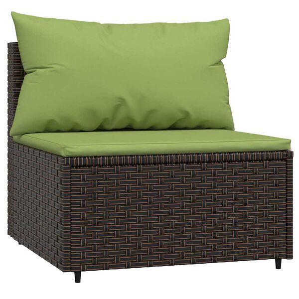 vidaXL Salon de jardin 3 pcs avec coussins marron r&eacute;sine tress&eacute;e