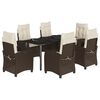 vidaXL Ensemble &agrave; manger de jardin et coussins 7 pcs marron rotin