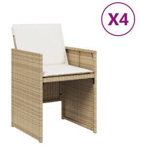 vidaXL Chaises de jardin avec coussins lot de 4 beige r&eacute;sine tress&eacute;e