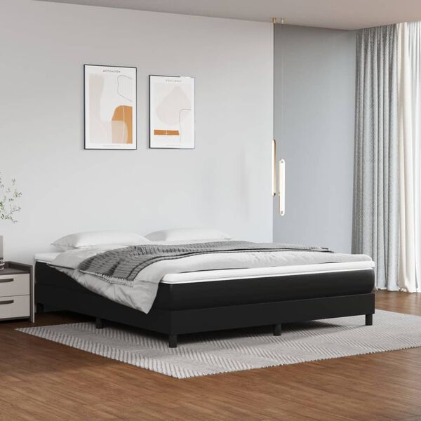 vidaXL Sommier à lattes de lit et matelas noir 183x213 cm similicuir