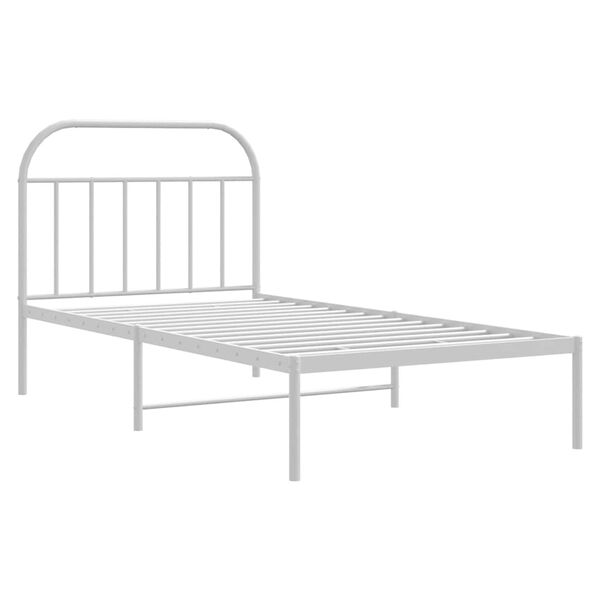 vidaXL Cadre de lit m&eacute;tal sans matelas et t&ecirc;te de lit blanc 100x200 cm