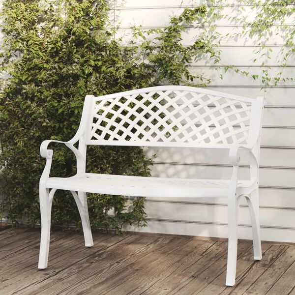 vidaXL Banc de jardin 102 cm aluminium coulé blanc