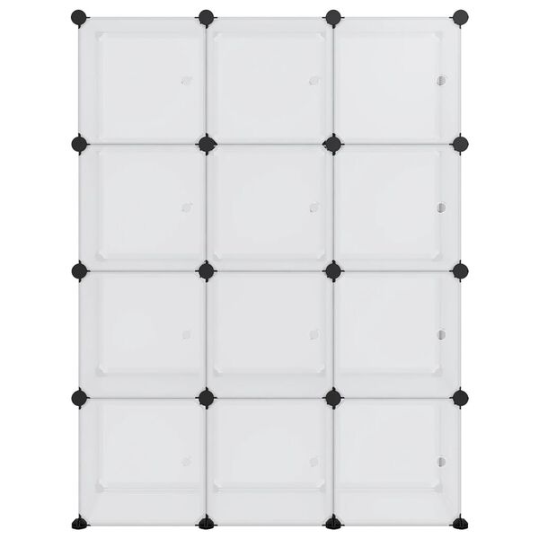 vidaXL Organiseur de rangement en cube avec 12 cubes et portes en PP transparent