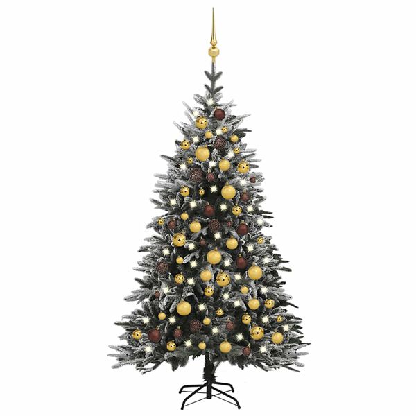 vidaXL Sapin de No&euml;l artificiel LED et flocons de neige 180 cm PVC PE