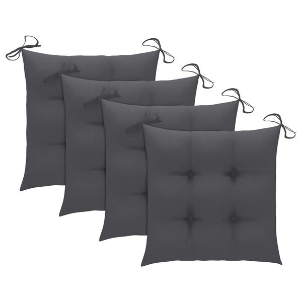 vidaXL Chaises de jardin avec coussins anthracite lot de 3 Bois teck