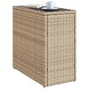 vidaXL Table d'appoint de jardin avec dessus en verre beige rotin