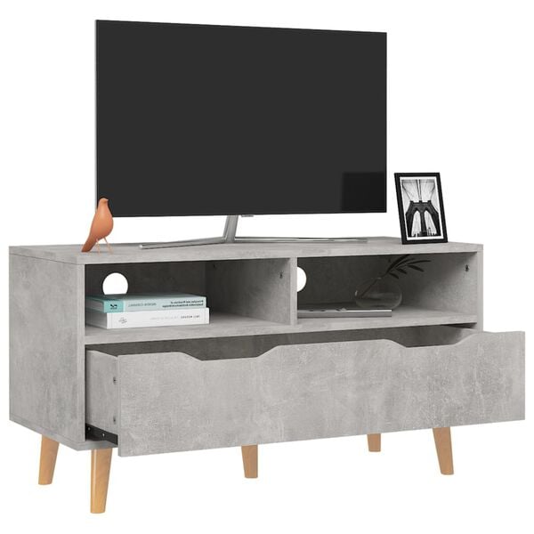 vidaXL Meuble TV gris béton 90x40x48,5 cm bois d'ingénierie