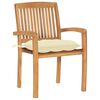 vidaXL Chaises de jardin lot de 2 et coussins blanc cr&egrave;me Bois de teck