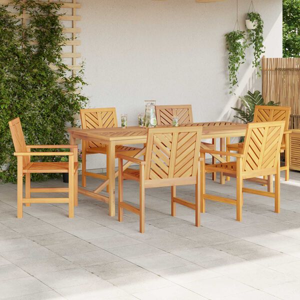 vidaXL Ensemble de salle &agrave; manger pour jardin 7 pcs Marron