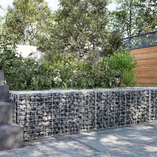 vidaXL Panier gabion avec couvercle 200x50x50 cm fer galvanis&eacute;
