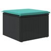 vidaXL Tabouret de jardin avec coussin noir 55x55x37 cm r&eacute;sine tress&eacute;e
