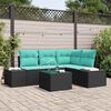 vidaXL Ensemble de canap&eacute; de jardin avec coussin 5 pcs Noir polyrotin