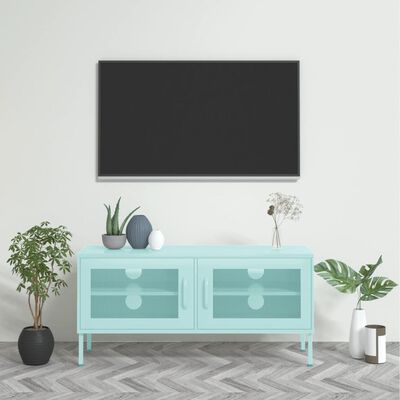 vidaXL Meuble TV Vert menthe 105x35x50 cm Acier