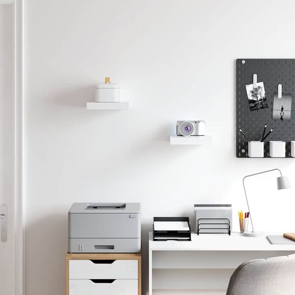 vidaXL &Eacute;tag&egrave;res murales flottantes 2 pcs blanc 23x23,5x3,8 cm MDF