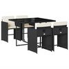 vidaXL Ensemble &agrave; manger de jardin coussins 5pcs Noir R&eacute;sine tress&eacute;e
