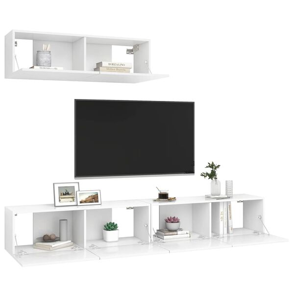 vidaXL Meubles TV 3 pcs Blanc Bois d'ingénierie