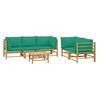 vidaXL Salon de jardin 6 pcs avec coussins vert bambou