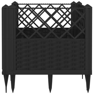 vidaXL Jardinière avec piquets noir 43,5x43,5x43,5 cm PP