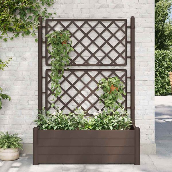 vidaXL Jardini&egrave;re avec treillis 100x43x142 cm PP Moka