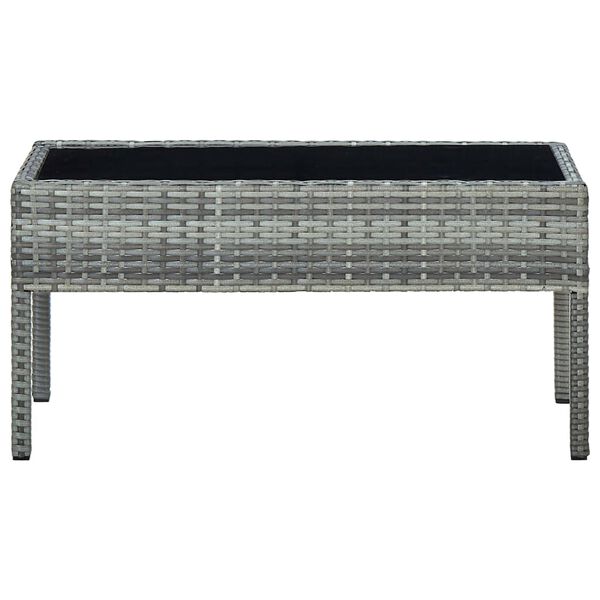 vidaXL Table de jardin Gris 75x40x37 cm R&eacute;sine tress&eacute;e