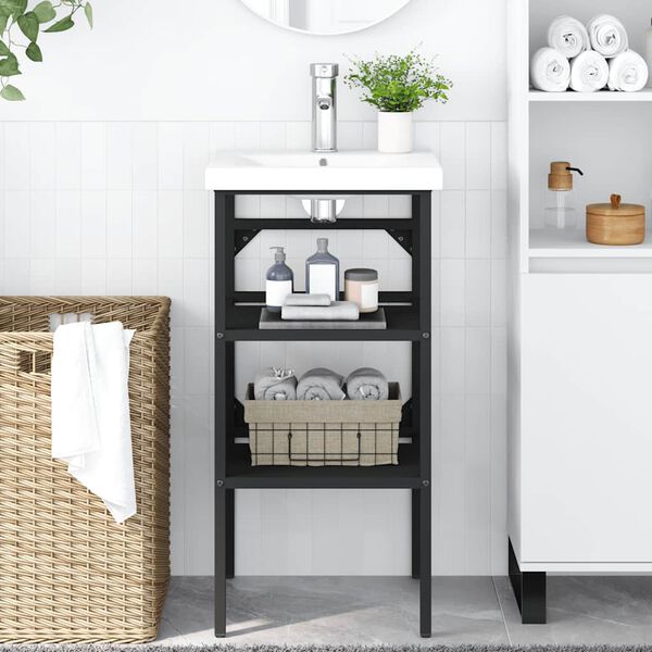 vidaXL Cadre de lavabo de salle de bain Noir 40x38x83 cm Fer