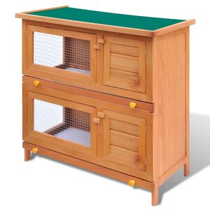 vidaXL Clapier d'extérieur Cage animaux petits 4 portes Bois