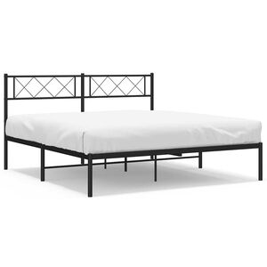 vidaXL Cadre de lit m&eacute;tal sans matelas avec t&ecirc;te de lit noir 150x200cm