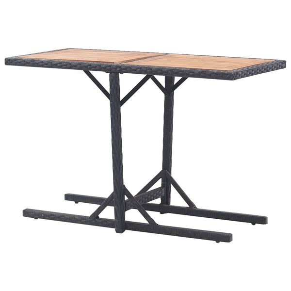 vidaXL Table de jardin Noir Bois d'acacia solide et r&eacute;sine tress&eacute;e