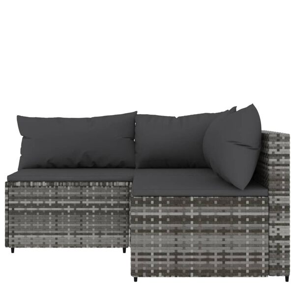 vidaXL Salon de jardin 3 pcs avec coussins Gris R&eacute;sine tress&eacute;e