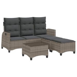 vidaXL Salon de jardin 3 pcs avec coussins forme L gris r&eacute;sine tress&eacute;e