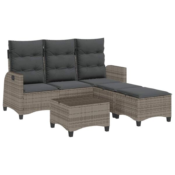 vidaXL Salon de jardin 3 pcs avec coussins forme L gris r&eacute;sine tress&eacute;e