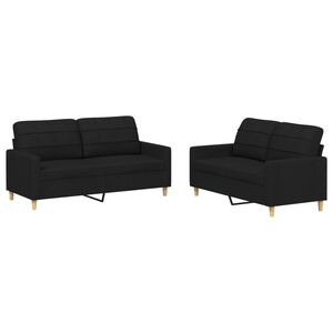vidaXL Ensemble de canap&eacute;s 2 pcs avec coussins Noir Tissu