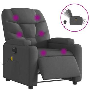 vidaXL Fauteuil inclinable de massage &eacute;lectrique gris fonc&eacute; tissu