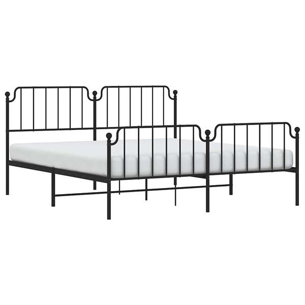 vidaXL Cadre de lit métal sans matelas avec pied de lit noir 183x213cm