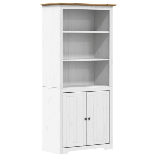 vidaXL Bibliothèque BODO blanc and marron 82x40x173 cm bois massif pin