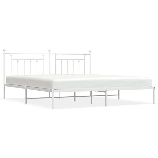 vidaXL Cadre de lit métal sans matelas et tête de lit blanc 193x203 cm