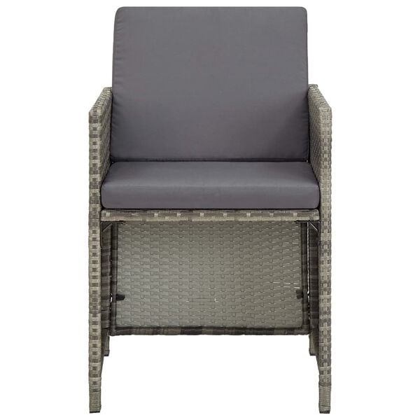 vidaXL Chaises de jardin lot de 2 avec coussins R&eacute;sine tress&eacute;e Gris