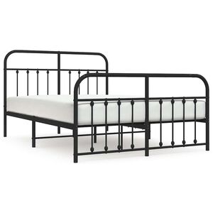 vidaXL Cadre de lit m&eacute;tal sans matelas avec pied de lit noir 150x200cm