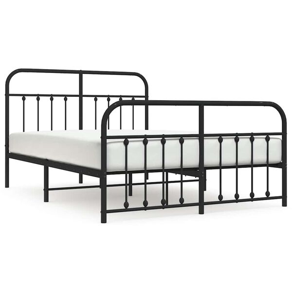 vidaXL Cadre de lit m&eacute;tal sans matelas avec pied de lit noir 150x200cm