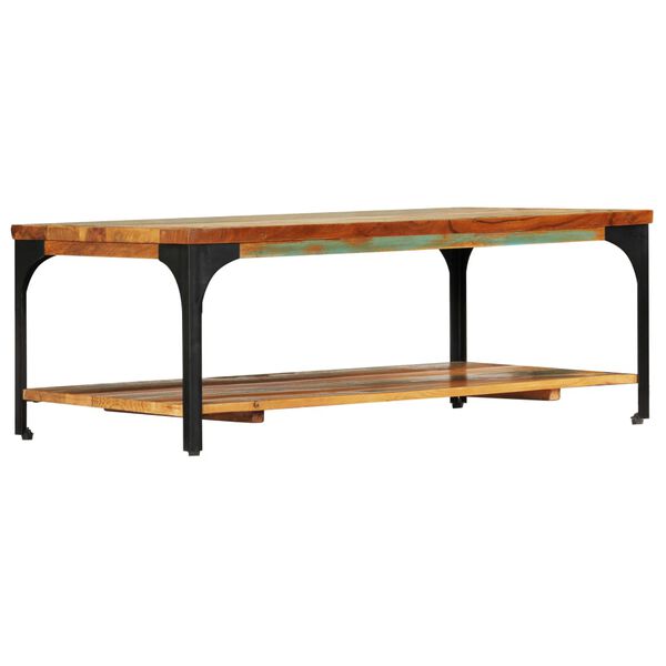 vidaXL Table basse et &eacute;tag&egrave;re 100x60x35 cm Bois de r&eacute;cup&eacute;ration solide