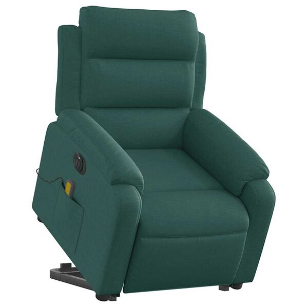 vidaXL Fauteuil inclinable de massage électrique vert foncé tissu