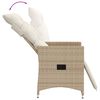 vidaXL Chaise inclinable de jardin avec coussins beige r&eacute;sine tress&eacute;e