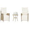 vidaXL Ensemble de bistro 3 pcs avec coussins beige résine tressée