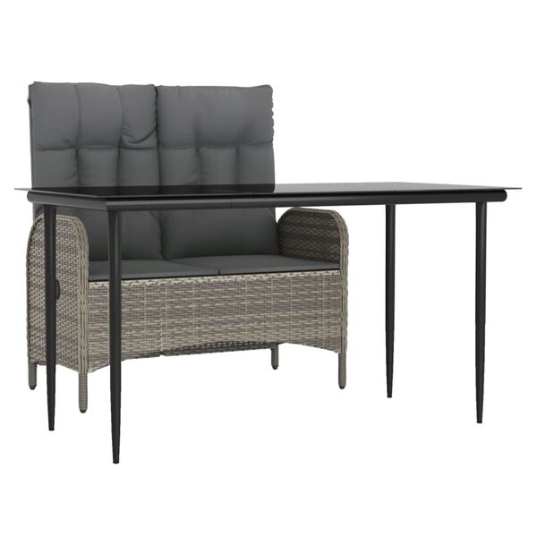 vidaXL Ensemble &agrave; manger jardin et coussins 2 pcs gris rotin