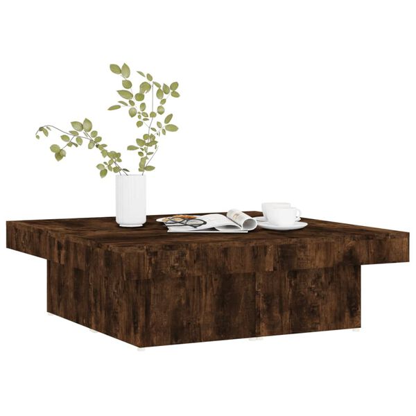 vidaXL Table basse Ch&ecirc;ne fum&eacute; 90x90x28 cm Bois d'ing&eacute;nierie