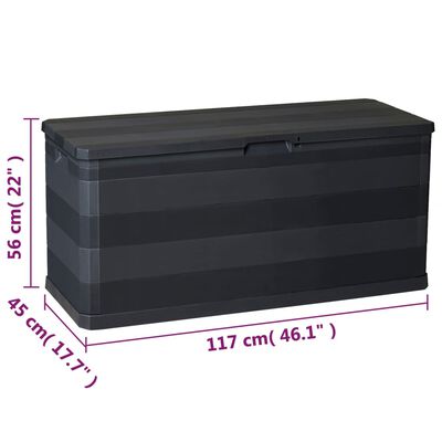 vidaXL Boîte de rangement de jardin noir 117x45x56 cm