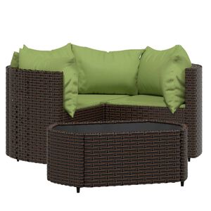 vidaXL Salon de jardin 4 pcs avec coussins Marron R&eacute;sine tress&eacute;e