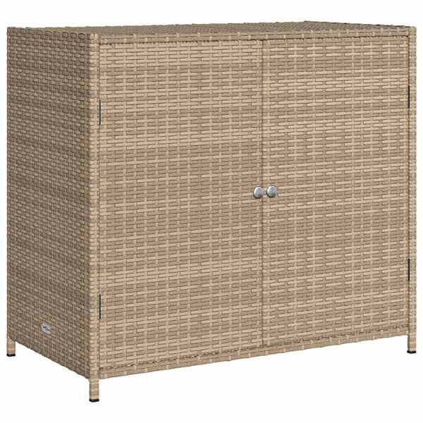 vidaXL Armoire de rangement de jardin beige 83x45x76 cm r&eacute;sine tress&eacute;e